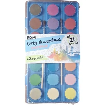 Vodová barva Akvarelové barvy PASTELOVÉ LOOZZ 21 barev + 2 štětce St.Majewski