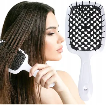 kartáč na vlasy Kartáč na vlasy pro rozčesávání a sušení, měkký a pružný, bílý