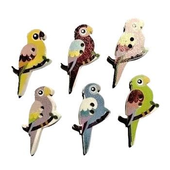 Knoflík Knoflík dřevěný papoušek, Barva: Žlutá