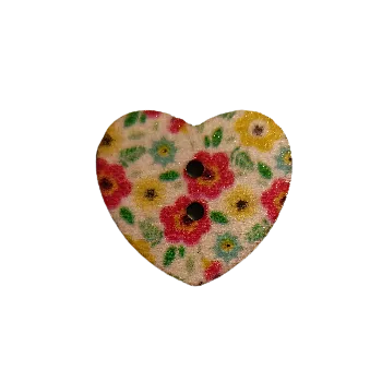 Knoflík Knoflík dřevěný srdíčko s kytičkami IV