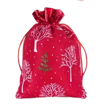 Sáček na potraviny Stahovací sáček - červený se stromky (13,0 x 18,0 cm)