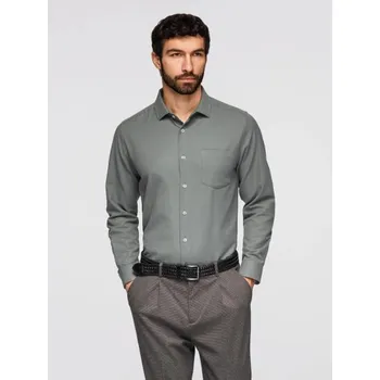 Ombre Clothing Pánská khaki košile s náprsní kapsou V4 K694