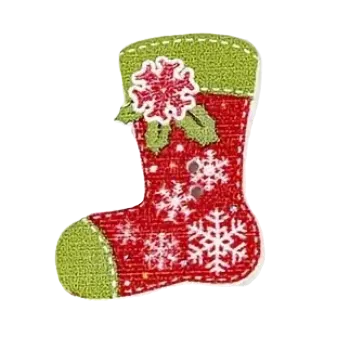 Vánoční dekorace Knoflík dřevěný vánoční ponožka červená