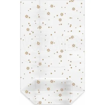 Sáček čirý (OPP) s křížovým dnem Hvězdy zlaté 14,5 x 23,5 + 6 cm [100 ks]