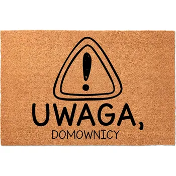 Rohožka KOKOSOVÁ ROHOŽKA PŘED DVEŘE S VTIPNÝM NÁPISEM POZOR DOMÁCÍ