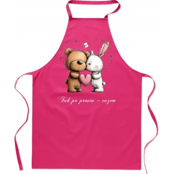 Kuchyňská zástěra Valentýnská kuchyňská zástěra Dárek Medvídek a Králík – Prostě spolu