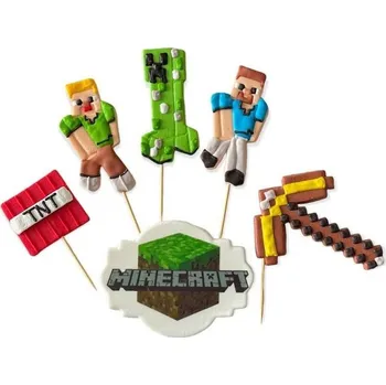 Jedlá dekorace na dort Cukrová figurka zápich do dortu Minecraft I LOVE CAKES