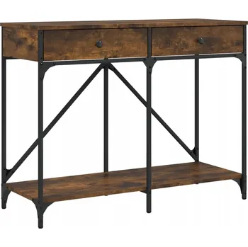 Konferenční stolek Konzolový stolek kouřový dub 100 x 39 x 78,5 cm se 2 zásuvkami
