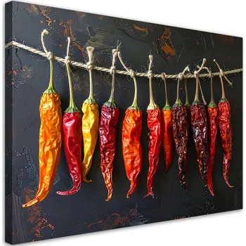 Obraz Obraz do kuchyně, restaurace, baru nebo jídelny, Sušené červené papričky 120x80 cm