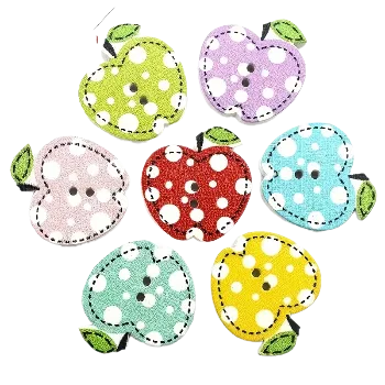 Knoflík Knoflík dřevěný jablko, Barva: Červená