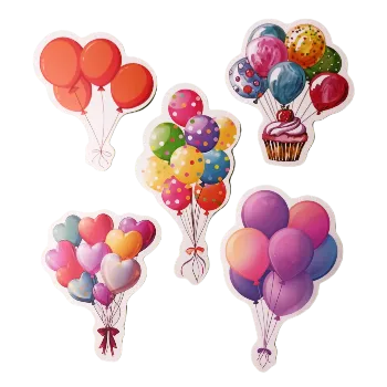 samolepka Samolepky - narozeninové balónky V (sada 5 ks)