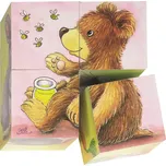 GOKI Dřevěné kostky Mláďátka, 4 kostky