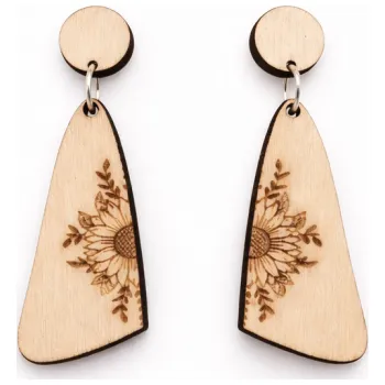 Náušnice Dřevěné náušnice s motivem slunečnice