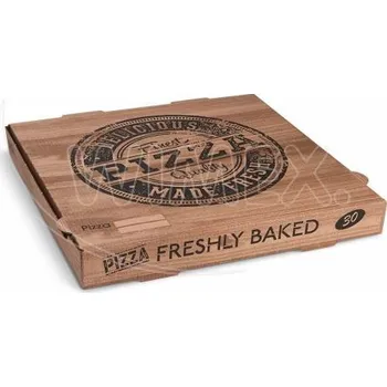 Krabice na pizzu (mikrovlnitá lepenka) H4 kraft s potiskem 30 x 30 x 4 cm [100 ks]