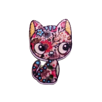 Knoflík Knoflík dřevěný kočička VI