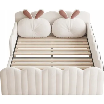 Postel Jednolůžková dřevěná postel Arhatreya 140x200 v odstínech béžové