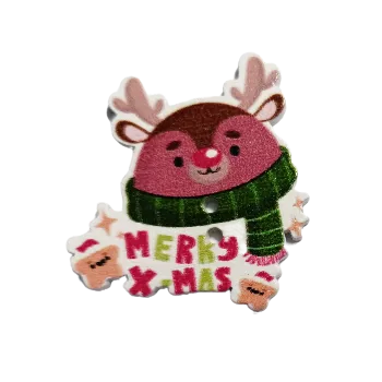 Knoflík Knoflík dřevěný - sob s cedulkou (3,0 x 3,0 cm)