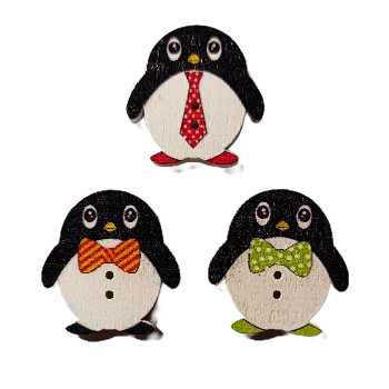 Knoflík Knoflík dřevěný tučňák, Druh: S kravatou