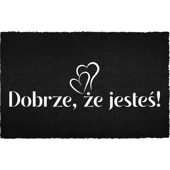 Rohožka KOKOSOVÁ ROHOŽKA 40X60 ČERNÁ KE DVEŘÍM S VTIPNÝM NÁPIS "JE SKVĚLÉ, ŽE JSI TADY!"