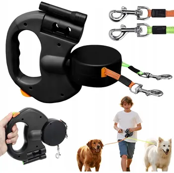 Vodítko pro psa VODÍTKO PRO PSA 3M TAŽNÉ LANO PRO DVA PSY LED DO 13 KG POHODLNÁ