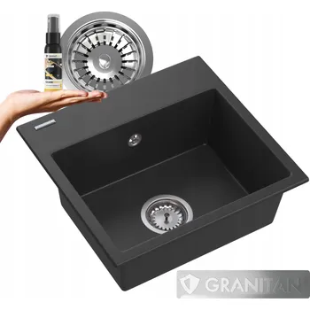 Granitový dřez Jednokomorový granitový dřez Granitan Mini, černý