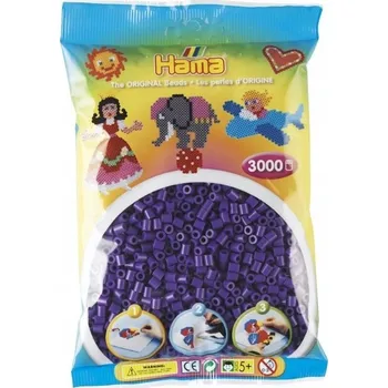 Dětské navlékací korálky HAMA KORÁLKY MIDI 3000 KORÁLKŮ 201-07 FIALOVÉ