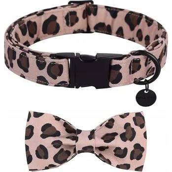 Obojek pro psa Obojek pro psa s mašlí nastavitelný Vzor leopard Velikost XL