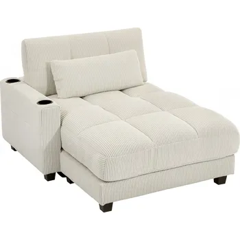 Pohovka 2místná rozkládací pohovka 114 x 147 cm | krémově bílá