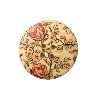 Knoflík Knoflík dřevěný s kytičkami