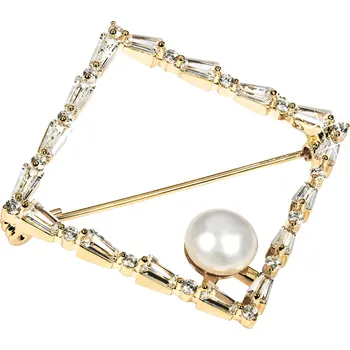 Brož JwL Luxury Pearls Třpytivá pozlacená brož s pravou perlou JL0520 + 2 měsíce na vrácení zboží