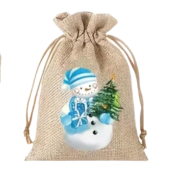 Sáček na potraviny Stahovací sáček - se sněhulákem III (10,0 x 15,0 cm)