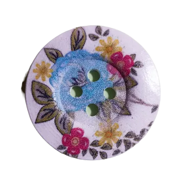 Knoflík Knoflík dřevěný velký s kvítky I