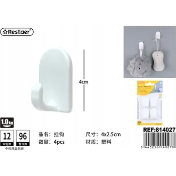 Věšák Samolepicí háčky 4x2,5 cm Vysoká kvalita 4 ks