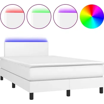 Postel Kontinentální postel s matrací a LED diodami, 203 x 120 x 78/88 cm, bílá