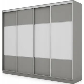 Šatní skříň Skříň eMeblast 4-dveřová posuvná se zrcadlem 300 cm, odstíny šedé