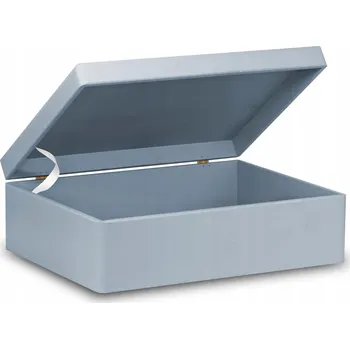 Úložný box Dřevěná bedna s víkem 40x30x13,5 cm Bez úchytů Šedá