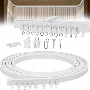 LIŠTA NA ZÁCLONY STROPNÍ, FLEXIBILNÍ, OHYBNÁ LIŠTA NA ZÁCLONY, 5M, ZAKŘIVENÁ