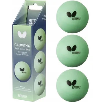 Pingpongový míček MÍČKY NA STOLNÍ TENIS pingpongové míčky BUTTERFLY 3 ks SVÍTÍCÍ