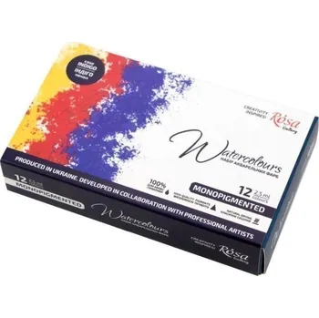 Výtvarná sada ROSA Gallery akvarelové barvy Monopigment - 12 barev v kovové krabičce