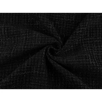 Kostýmovka s žinylkovým efektem a lesklou nitkou / tvíd METRÁŽ - 3 černá