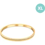 JVD Dámský ocelový pevný pozlacený náramek se zirkony SSSB0057XI8GOXL