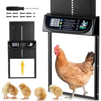 Chov hospodářského zvířete Automatická dvířka do kurníku ručně ovládané nebo s LED displejem |VAYALT, Barvy a parametry Černá