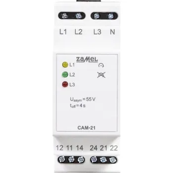 Bezpečnostní kamera HLÍDAČ ASYMETRIE NAPĚTÍ 2xNO/NC DIGITÁLNÍ TRUE RMS 3x230 V CAM-21 Zamel