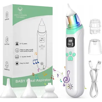 Kojenecká hygiena Elektrická odsávačka hlenů z nosu pro děti – 3 úrovně sání, s hudbou a LED světlem