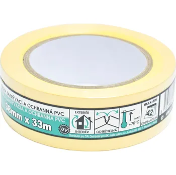 Mako zakrývací stavební PVC lepicí páska, štukatérská, lepí 6 týdnů, šířka 38 mm, délka 33 m