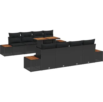 Zahradní lehátko Zahradní jídelní souprava s polštářem 9 pcs Černá a hnědá Černá3350050