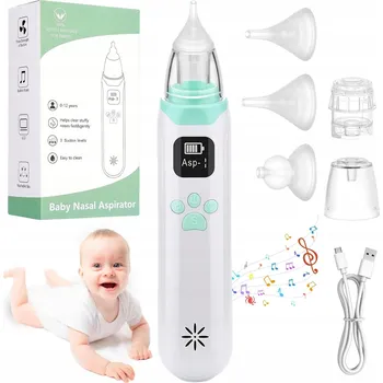 Kojenecká hygiena Elektrická odsávačka hlenů z nosu pro děti – 3 úrovně sání, s hudbou a LED světlem