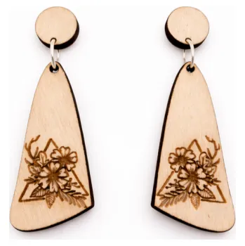 Náušnice Dřevěné náušnice s motivem květin