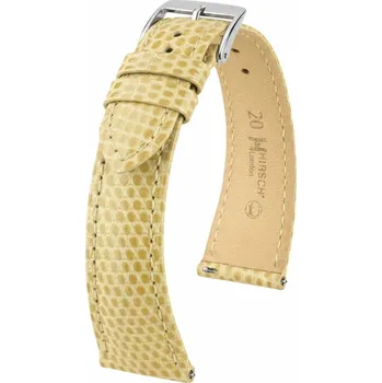 Řemínek na hodinky Kožený řemínek Hirsch London L 04266090-2, béžový, ještěrčí kůže, délka L, Quick Release - 18 mm