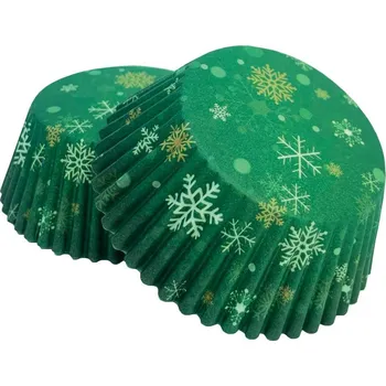 Formička Alvarak košíčky na muffiny Zelené se sněhovými vločkami (50 ks)